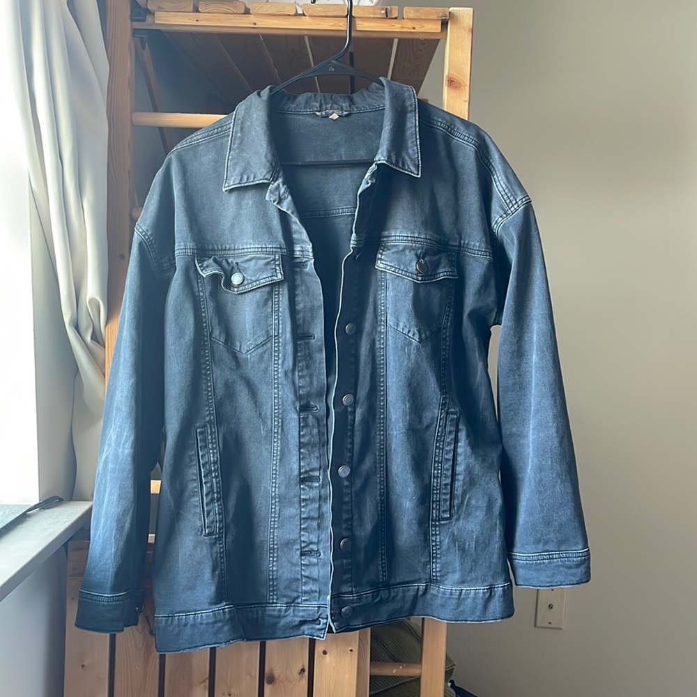 Free people black denim jacket